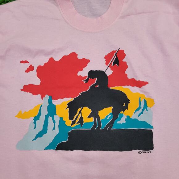 Vintage 1991 Native-American Shirt Womens Medium 19x27 Pink - Picture 11 of 11
